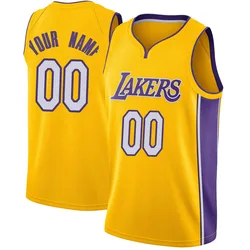 Custom Los Angeles Lakers Men's Swingman Jersey - Icon Edition - Yellow