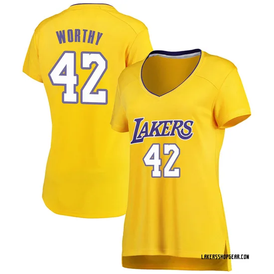 James Worthy Los Angeles Lakers Women's Fast Break Jersey - Icon Edition - Gold