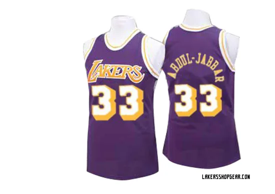 Kareem Abdul-Jabbar Los Angeles Lakers Men's Authentic Throwback Jersey - Purple