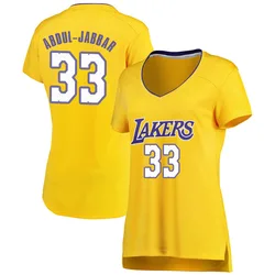 Kareem Abdul-Jabbar Los Angeles Lakers Women's Fast Break Jersey - Icon Edition - Gold