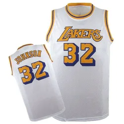 Magic Johnson Los Angeles Lakers Men's Authentic Throwback Jersey - White