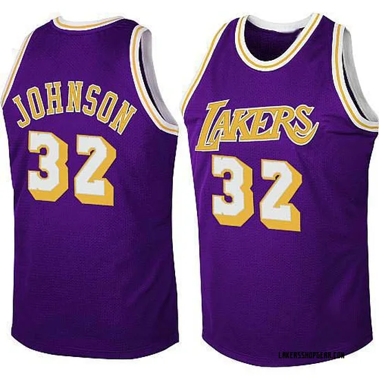 Magic Johnson Los Angeles Lakers Men's Swingman Throwback Jersey - Purple